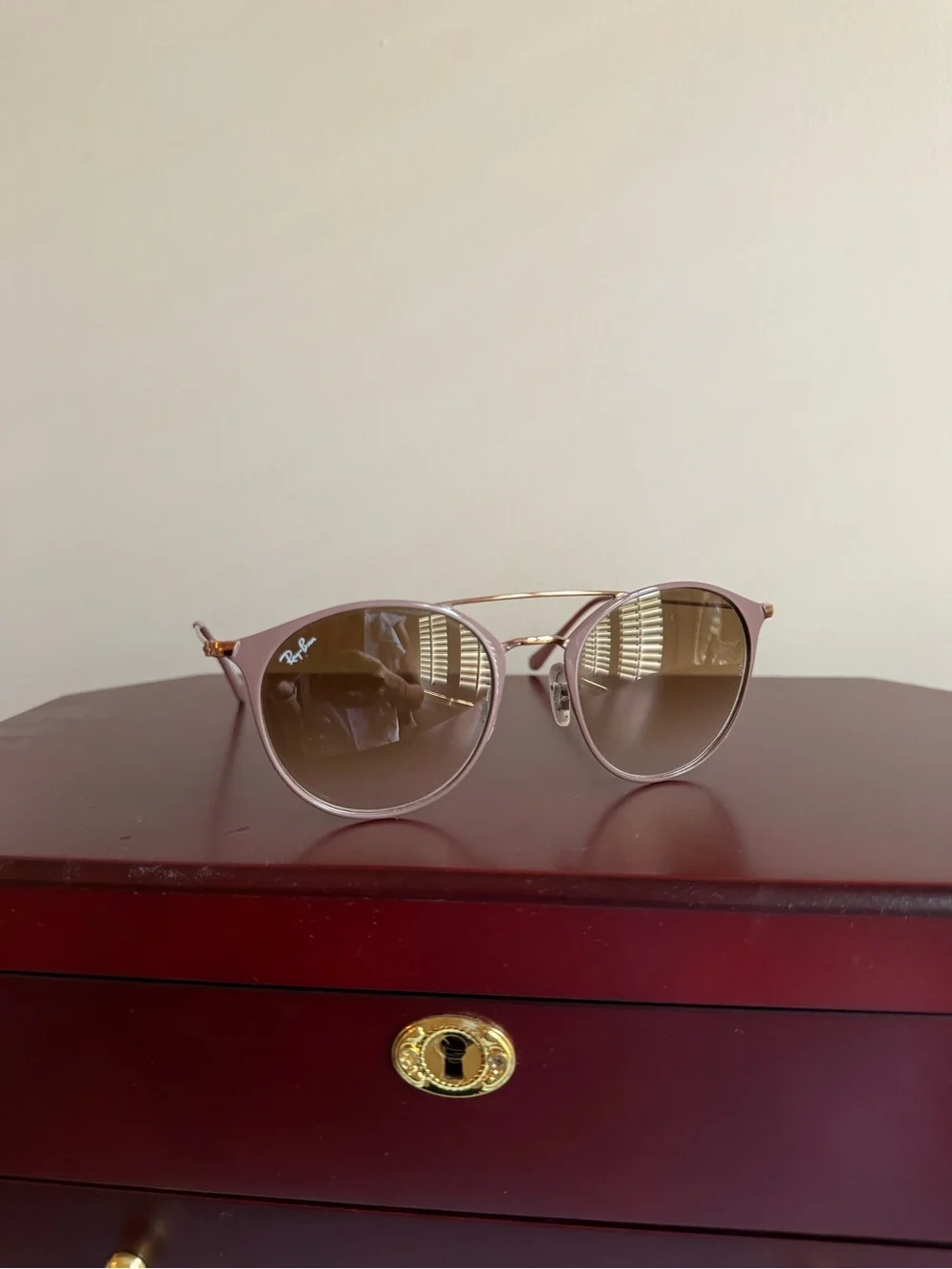 Ray Ban around Double Bridge Sunglasses in “Copper & Brown”